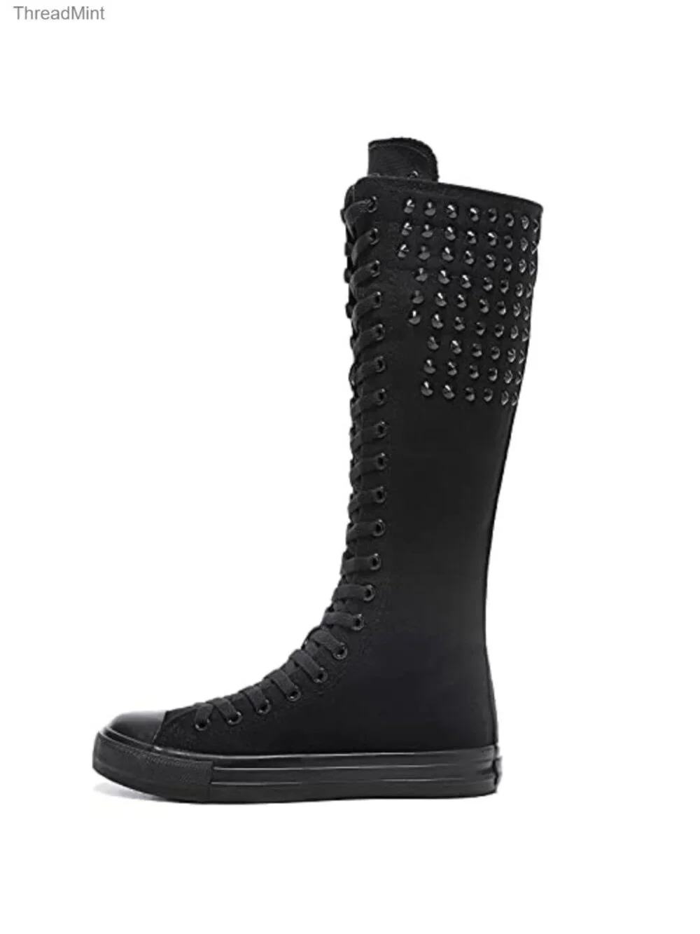 Canvas Knee High Lace Up Platform Boots Punk Style